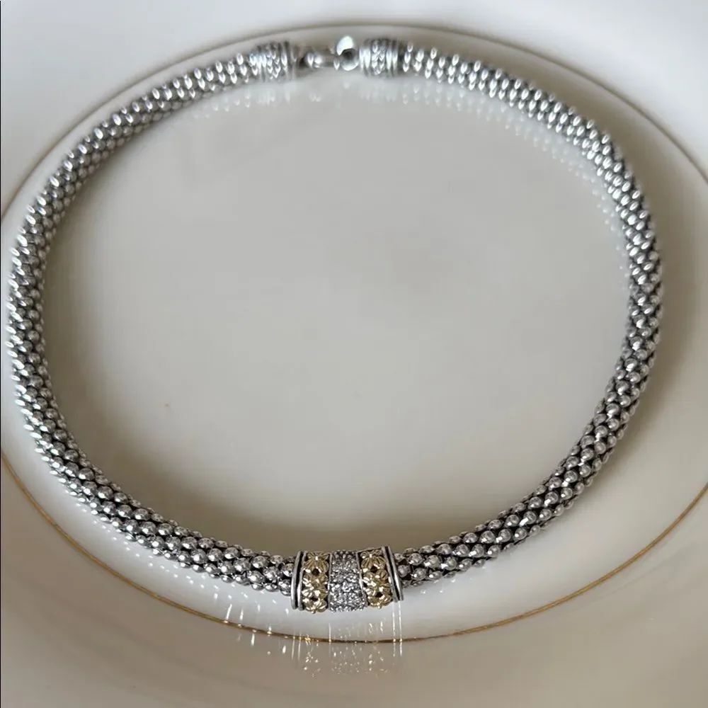 Gabrielle Bruni with 13 diamonds/14k gold & sterling silver necklace